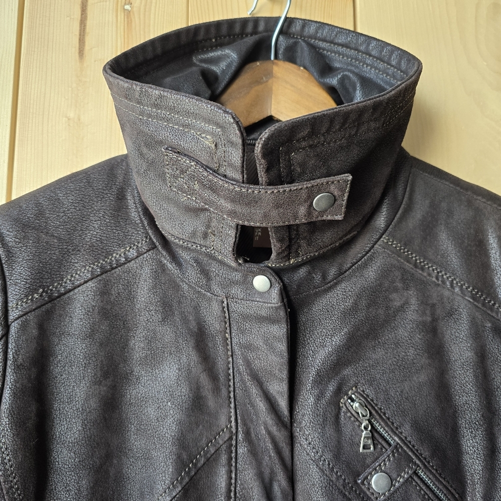 Danier Dark Brown Leather Zip Up Jacket Womens Small - Picture 6 of 12